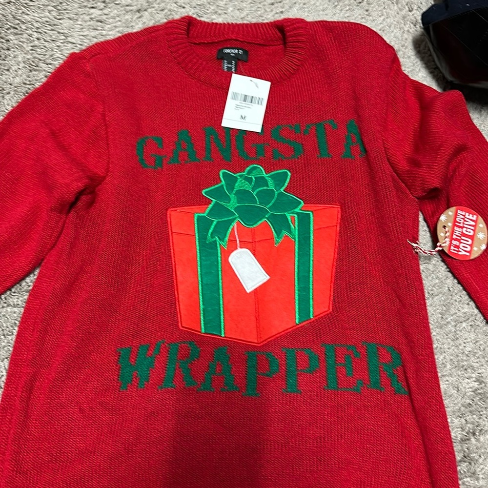 BRAND NEW men’s gangsta wrapper red sweater medium